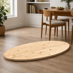 Durable Brown Pine Oval Table Top 90x45x2.5 cm