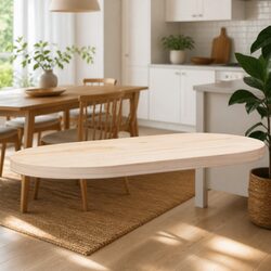 Sturdy Brown Solid Pine Oval Table Top 60x30x2.5 cm