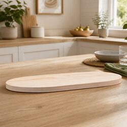 Sturdy Brown Solid Pine Oval Table Top 60x30x2.5 cm