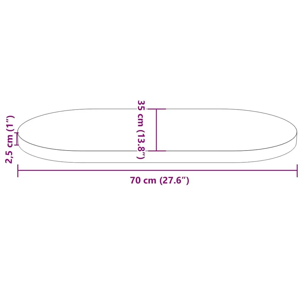 Solid Pine Wood Table Top 70x35cm Oval Brown Replacement Surface Coffee Side Bar