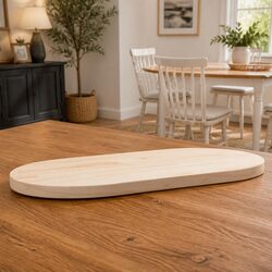 Solid Pine Wooden Table Top 80x40x2.5cm Oval Brown