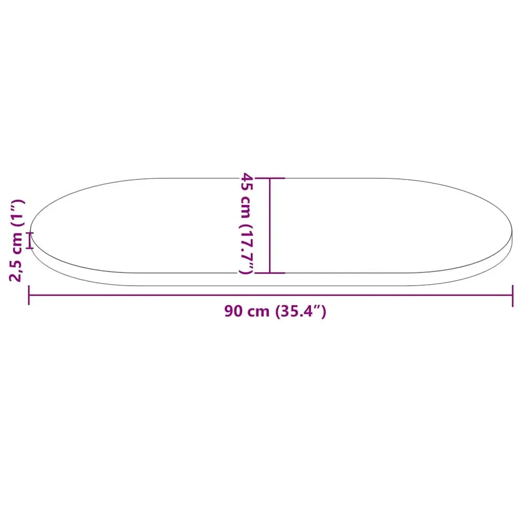 Solid Pine Wood Oval Table Top 90x45x2.5cm