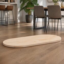 Premium Brown Solid Pine Wood Oval Table Top 100x50x2.5 cm