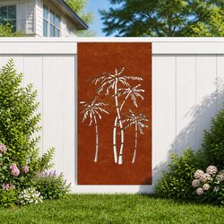 Corten Steel Palm Tree Wall Art 105x55 cm for Gardens