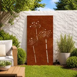Corten Steel Flower Design Wall Art 105x55cm for Outdoors