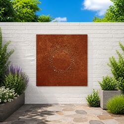 Corten Steel Sun Design Wall Art 55x55 cm for Gardens