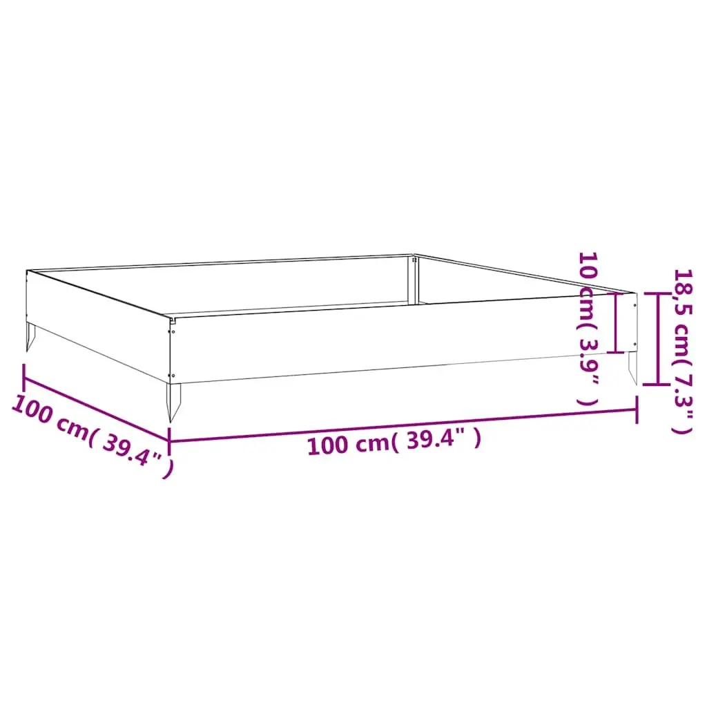Garden Raised Bed Corten Steel 100x100x18.5cm Brown Planter Box Outdoor Flower