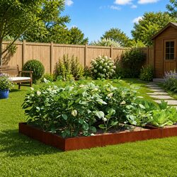 Corten Steel Garden Raised Bed 100x100x26cm with Open Bottom