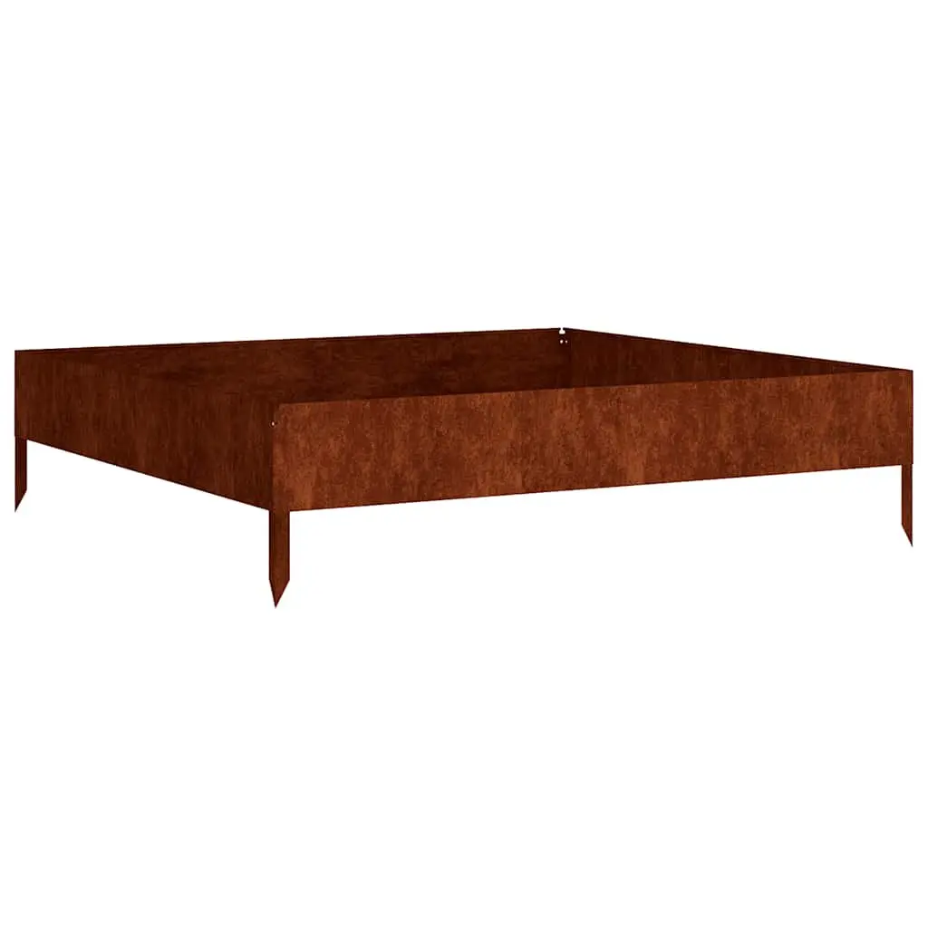 Corten Steel Garden Raised Bed 100x100x26cm with Open Bottom