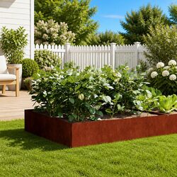 Corten Steel Garden Raised Bed Planter 100x100x41 cm