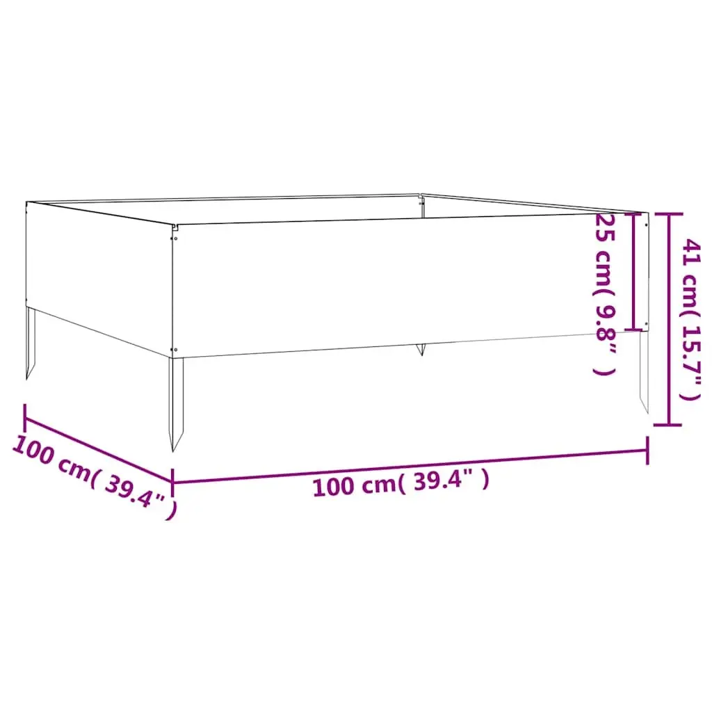 Corten Steel Garden Raised Bed Planter 100x100x41 cm