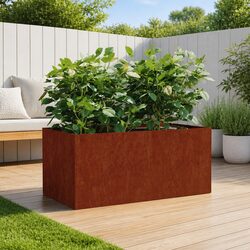 Corten Steel Raised Garden Bed Planter Box 80x40x40 cm