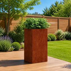 Sturdy Corten Steel Planter Box 40x40x80 cm for Gardens