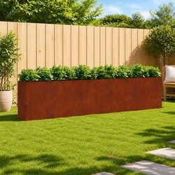 Corten Steel Raised Garden Bed 360x40x80 cm for Durable Planting