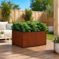 Corten Steel Raised Garden Planter 80x80x40cm
