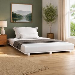 Solid Pine Wood Bed Frame 150x200 cm with Slatted Base