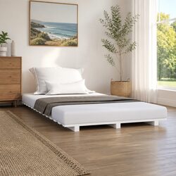 Durable Solid Pine Bed Frame 90x190 cm with Slatted Base