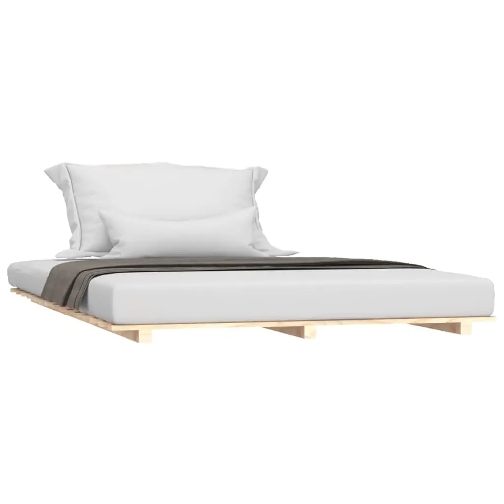 Solid Pine Wood Bed Frame 135x190 cm with Slatted Base