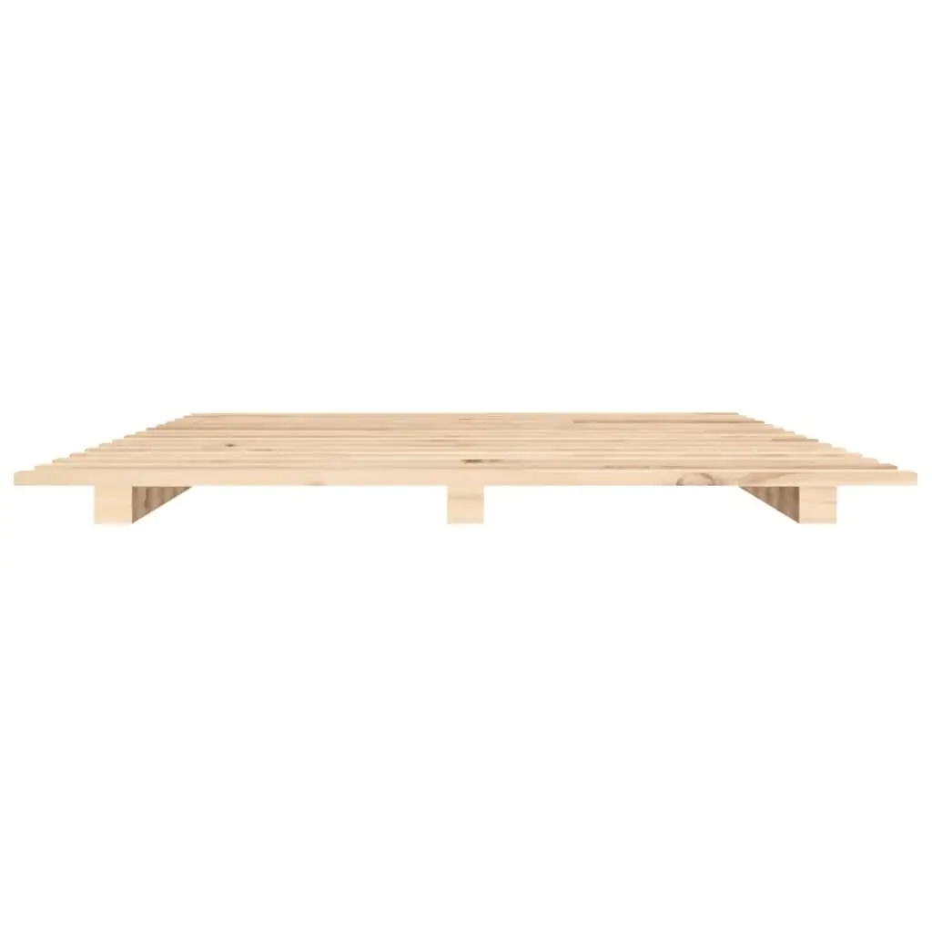 Solid Pine Wood Bed Frame 135x190 cm with Slatted Base
