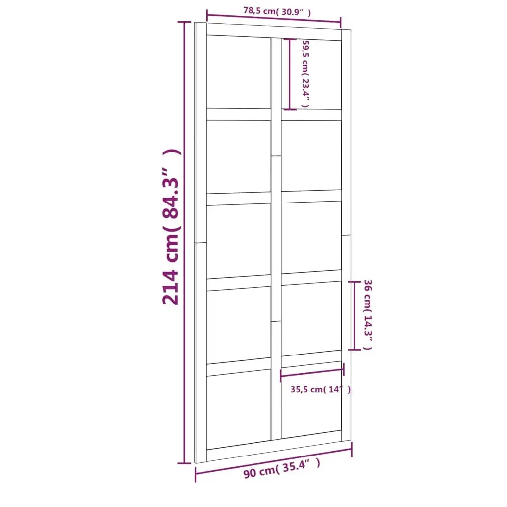 Solid Pine Wood Barn Door 90x1.8x214 cm for Interior Use
