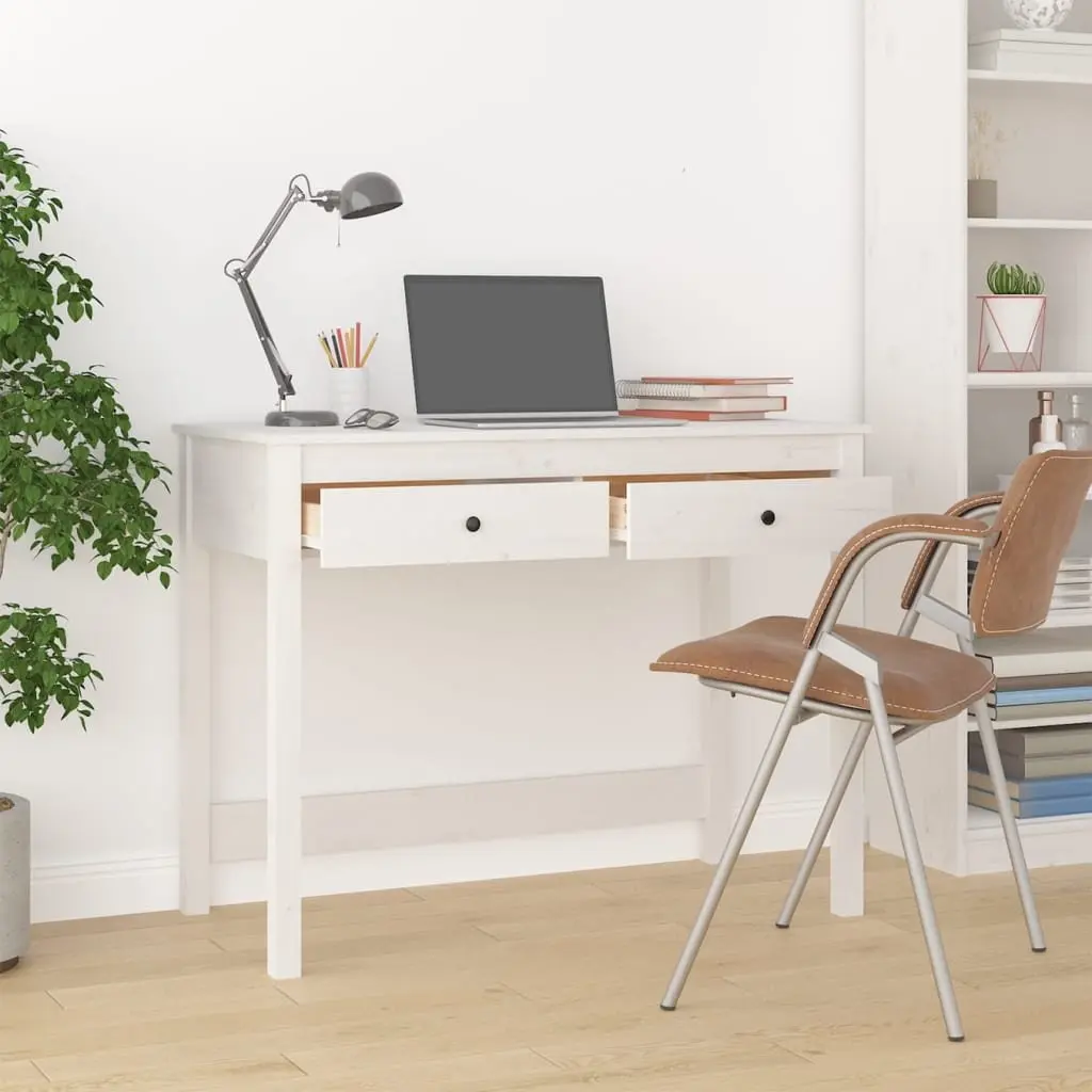 Solid Wood Pine Desk with Storage for Home Office