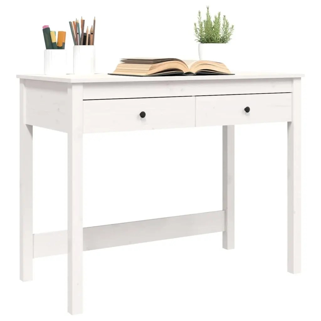 Solid Wood Pine Desk with Storage for Home Office
