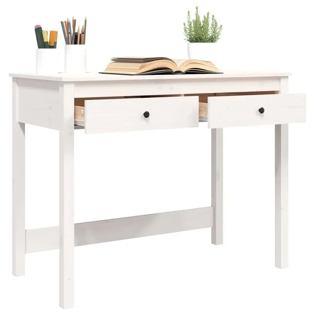Solid Wood Pine Desk with Storage for Home Office
