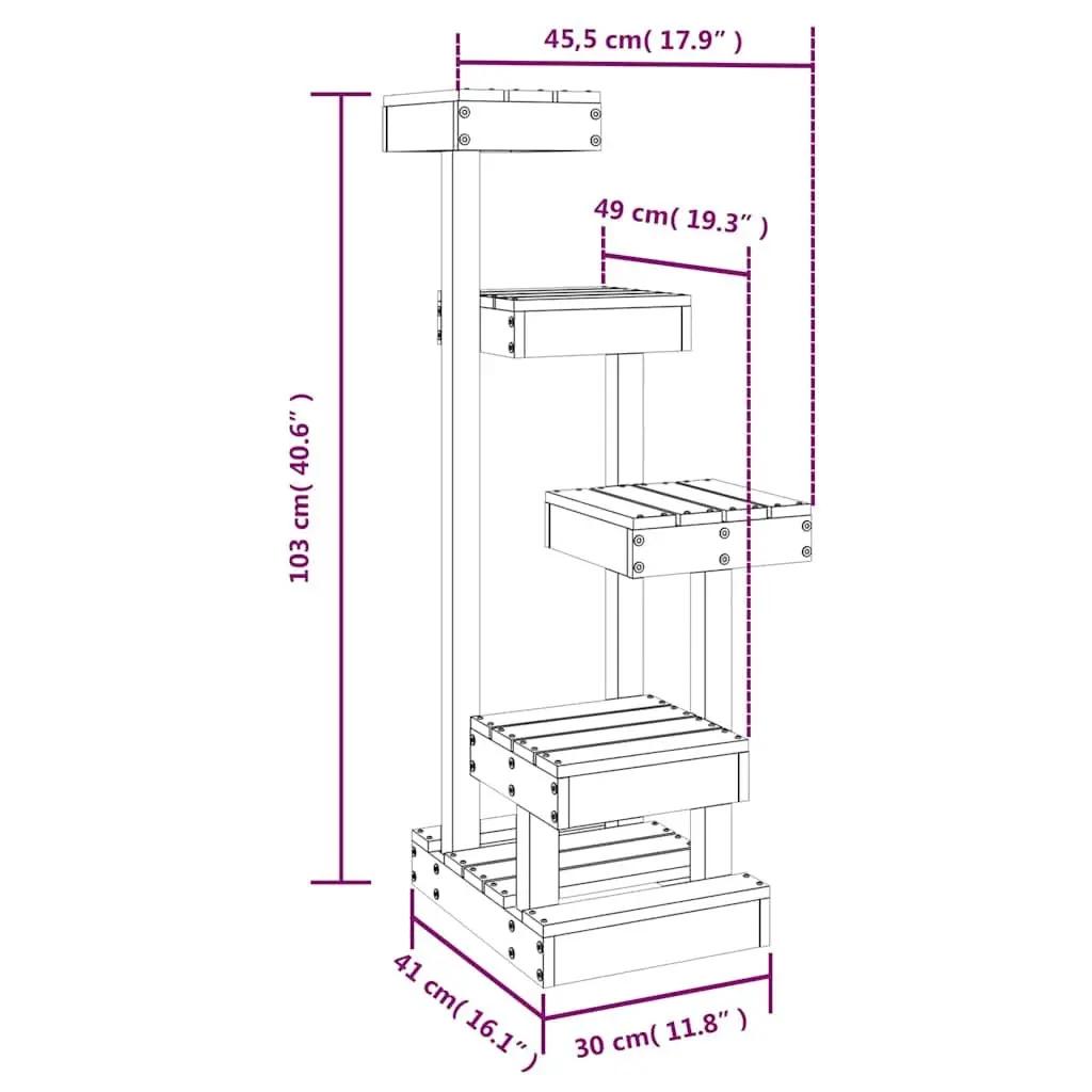Wooden Cat Tree with 4 Platforms for Climbing