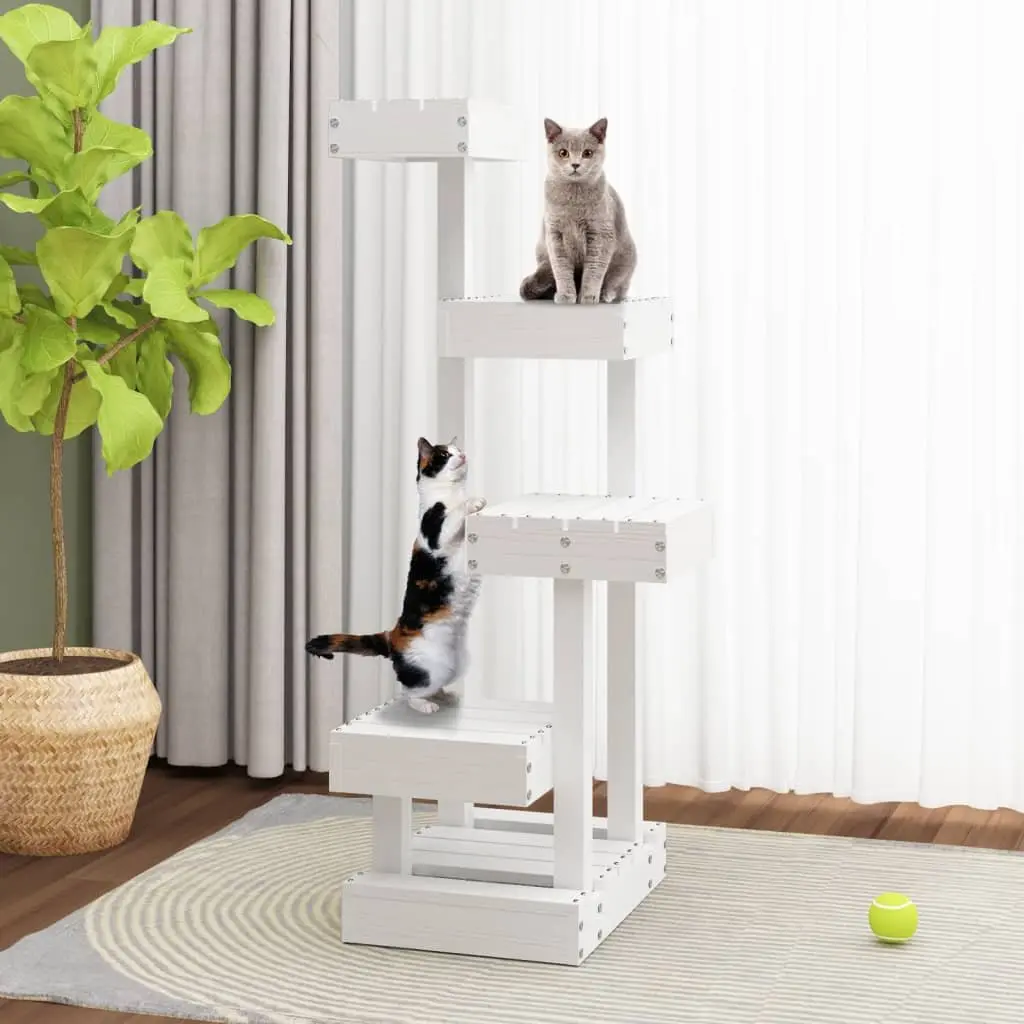 Multi-Level Cat Tree in White with Durable Build