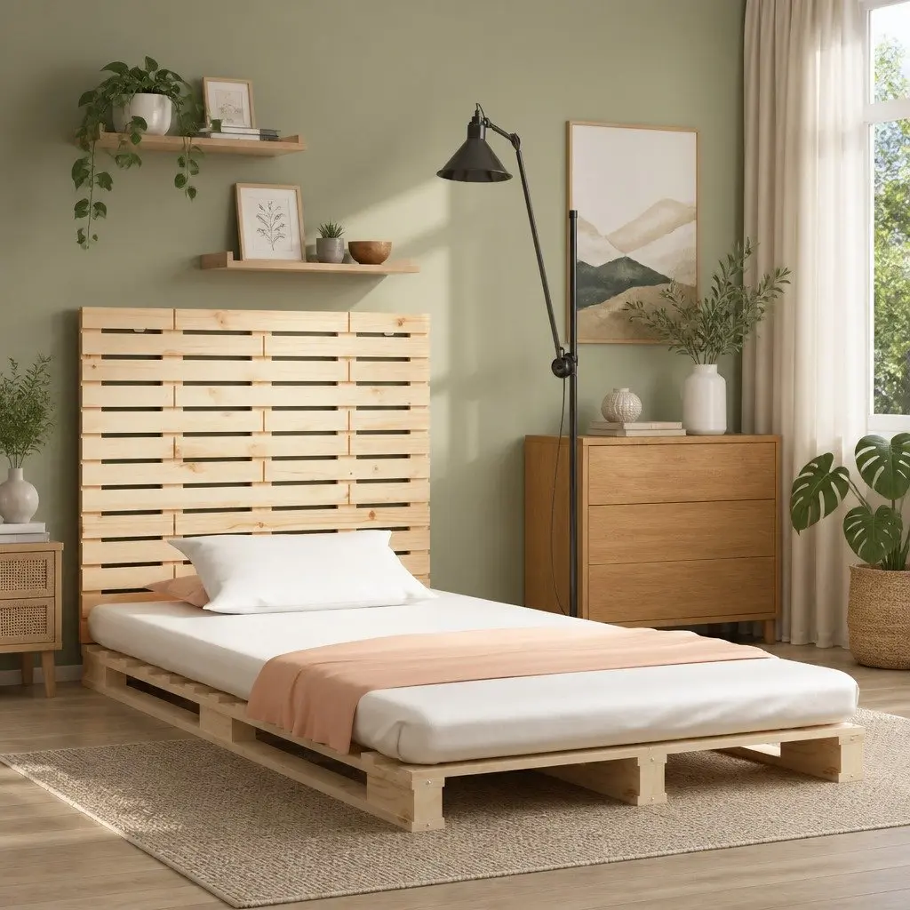 Solid Pine Wood Wall Headboard 96cm for Bedrooms