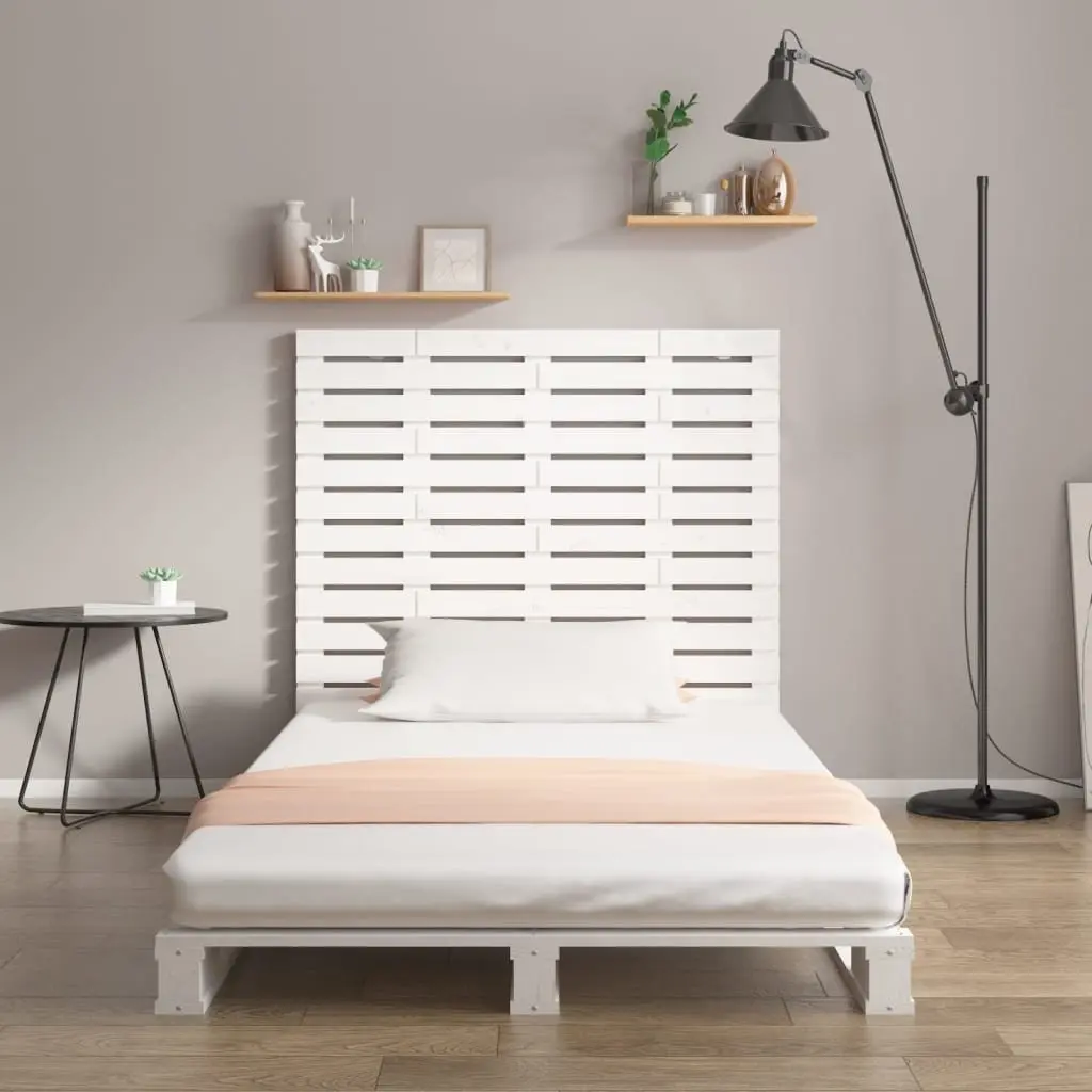 White Solid Pine Wood Wall Headboard 96cm