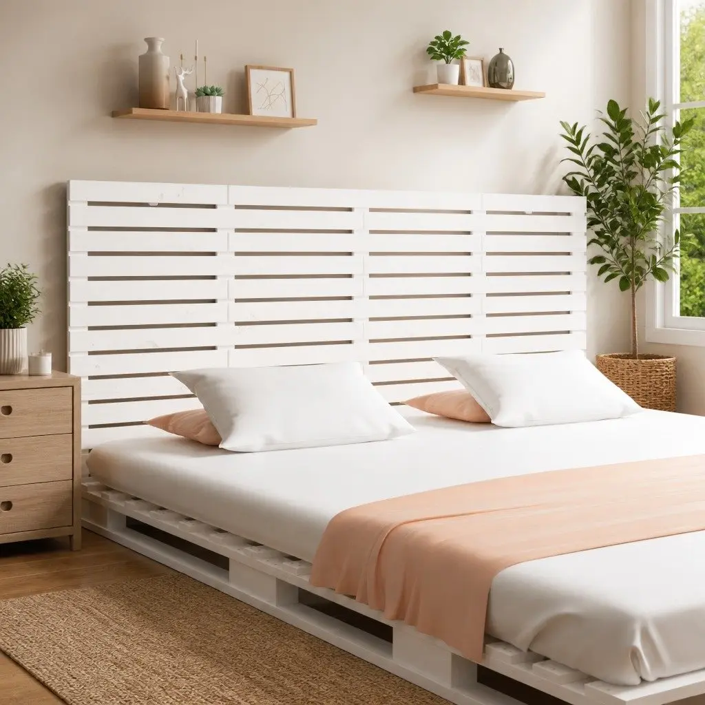 Wall Headboard Solid Wood Pine 156cm White