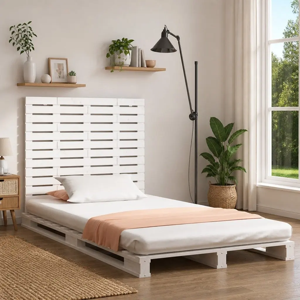 Wall-Mounted Headboard 141cm in White Pine