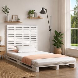 Elegant Wall-Mounted Headboard 141cm in White Pine