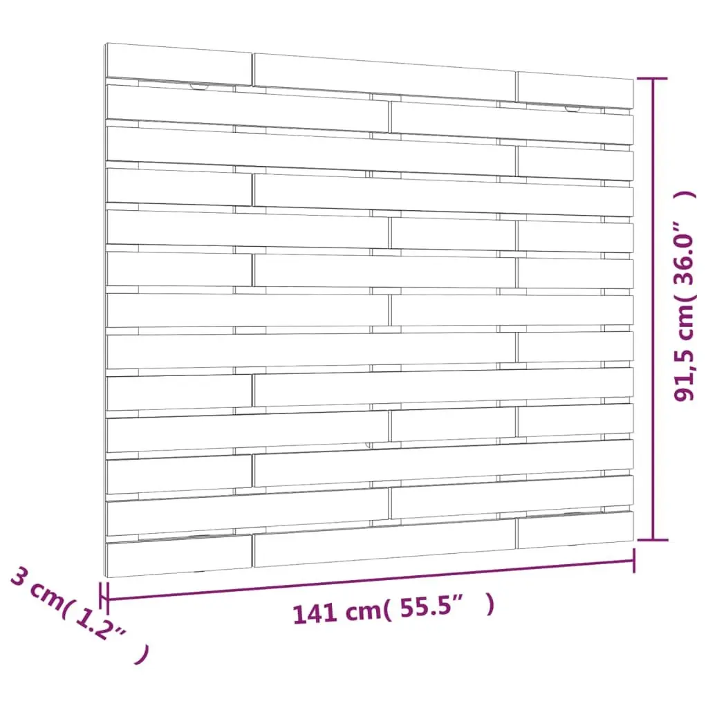 Wall-Mounted Headboard 141cm in White Pine