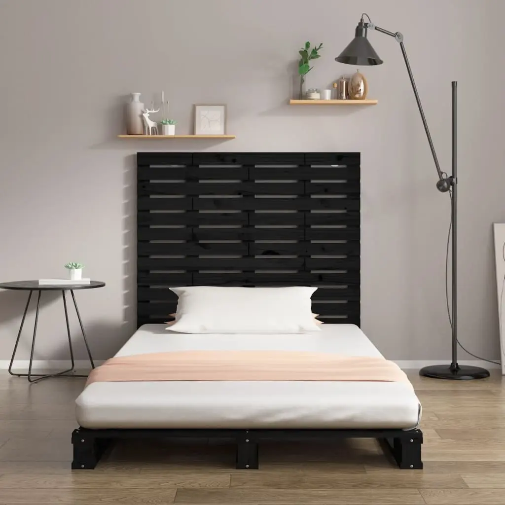 Solid Pine Wood Wall Headboard in Black 141cm