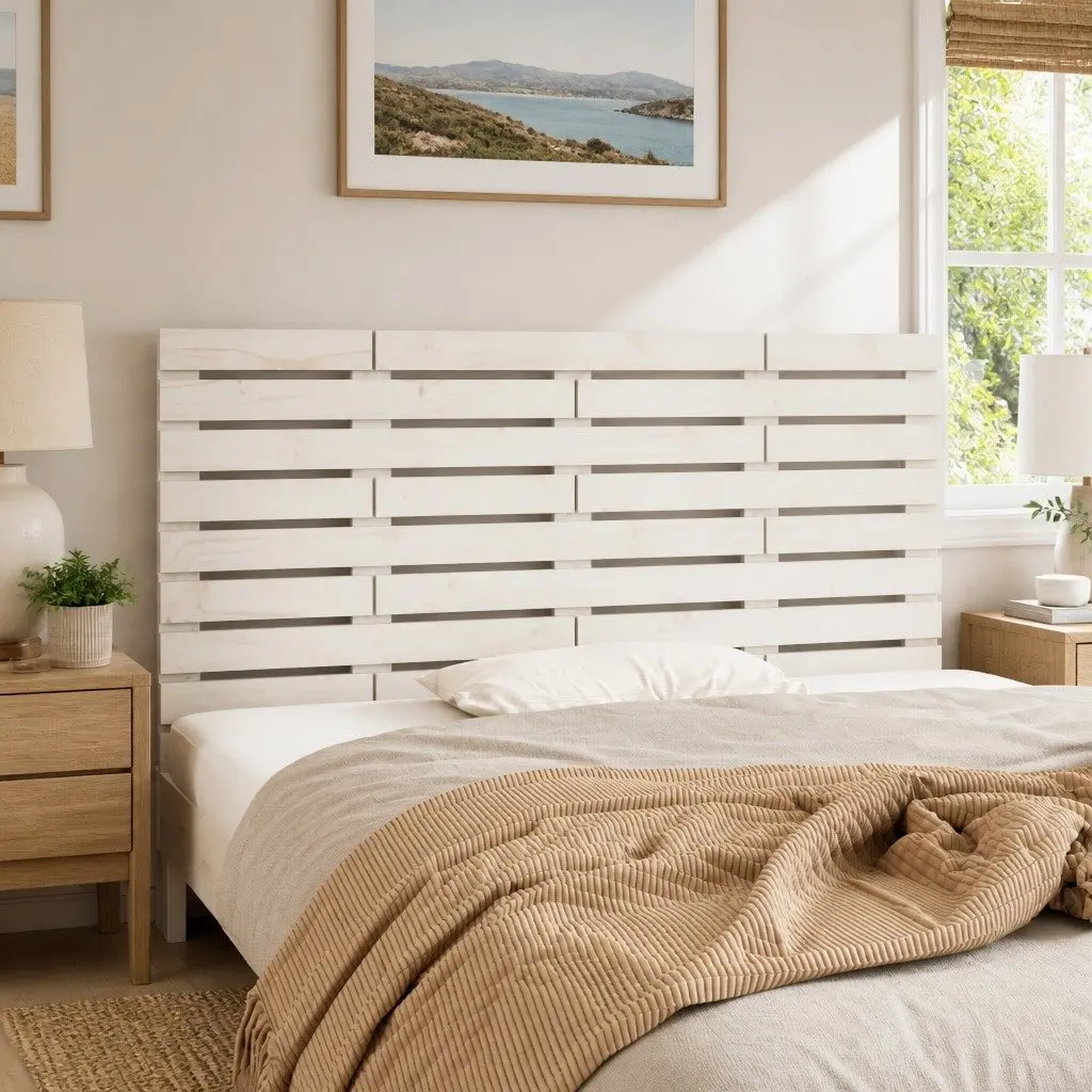 White Wall Headboard 156cm Solid Pine Wood