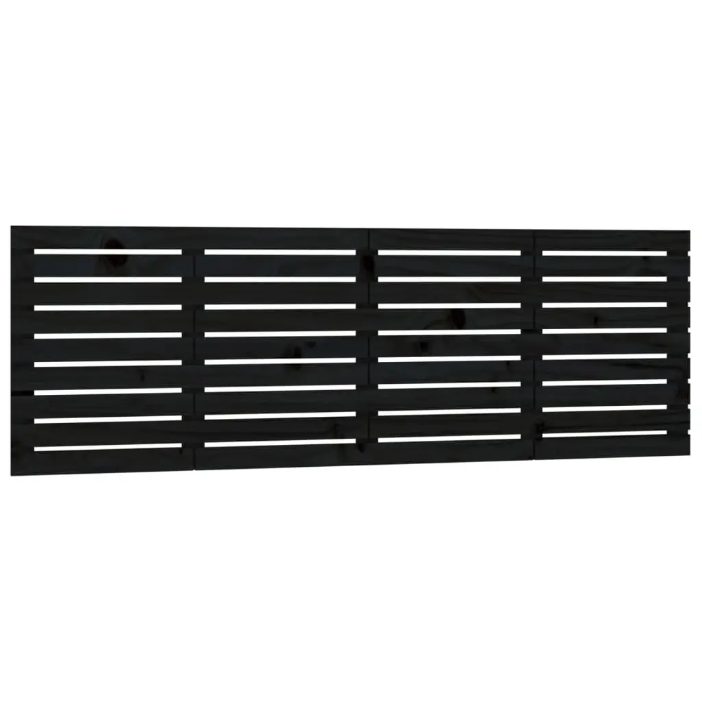 Solid Pine Wood Black Wall Headboard 186 cm