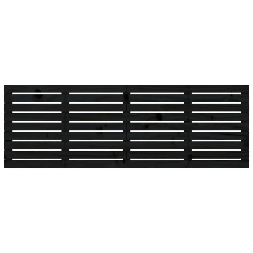 Solid Pine Wood Black Wall Headboard 186 cm