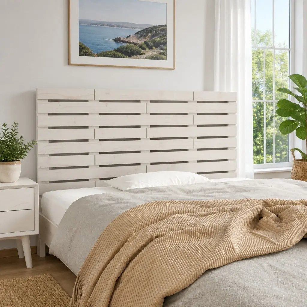 Wall-Mounted Headboard 141cm Solid Pine Wood