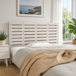 Wall Headboard 141cm White Solid Pine Wood Bedroom Bed Head Mount