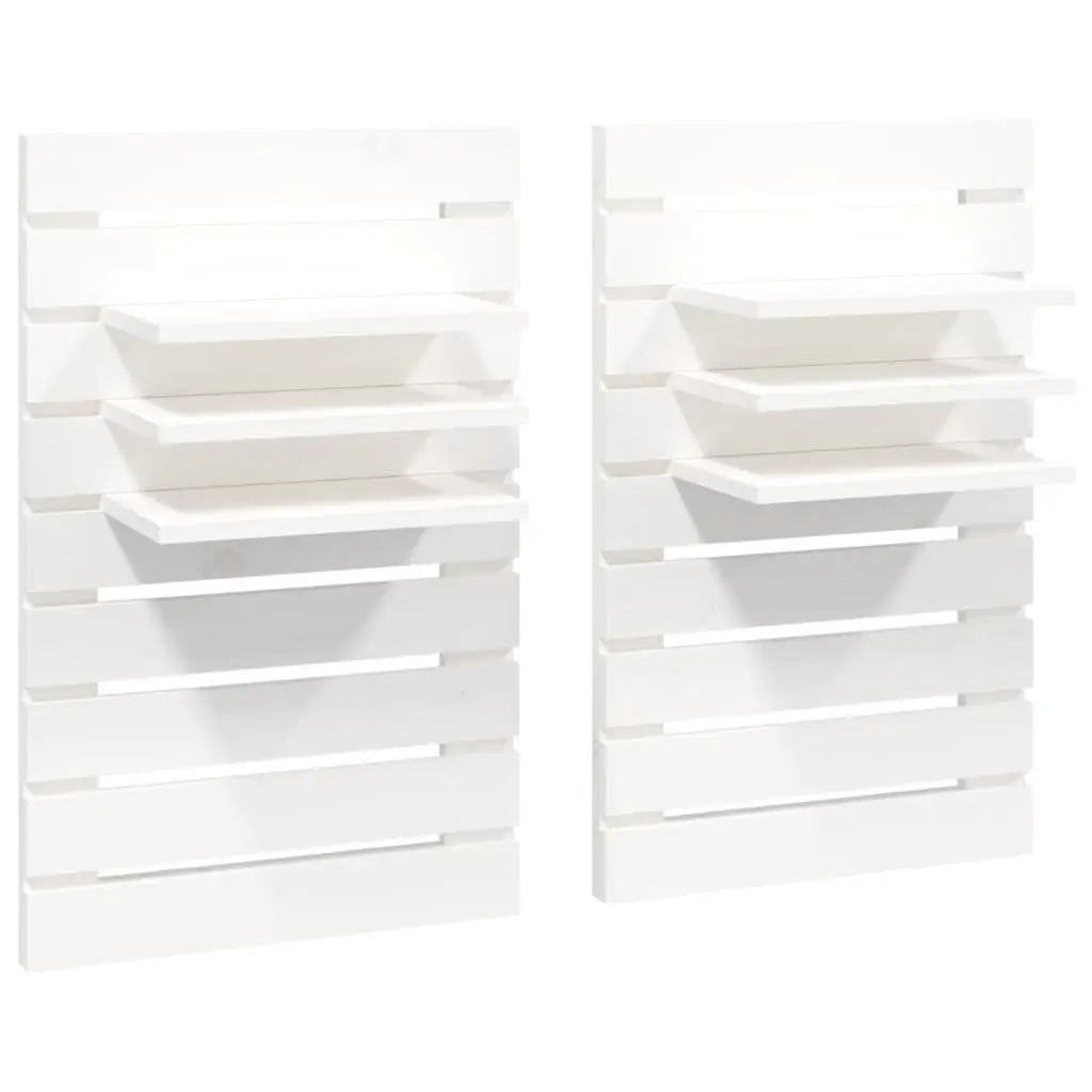 Wall-mounted Bedside Shelves in White Pine