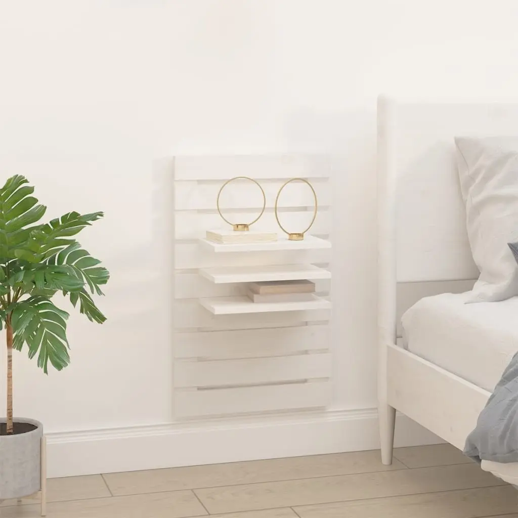 Wall-mounted Bedside Shelves in White Pine