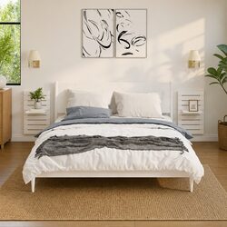 Wall-mounted Bedside Shelves 2 pcs White Solid Pine Wood Storage Display