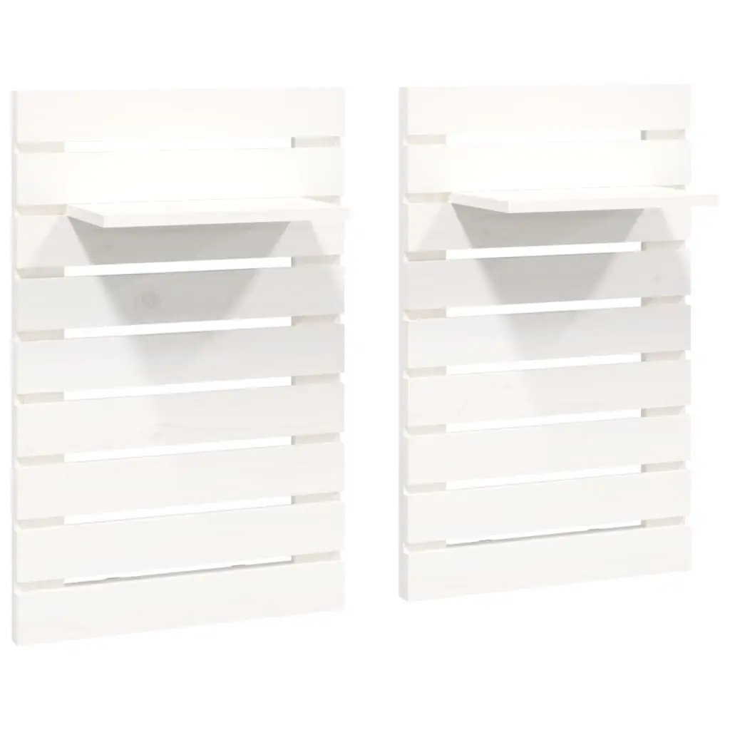 Wall-mounted Bedside Shelves 2 pcs White Solid Pine Wood Storage Display