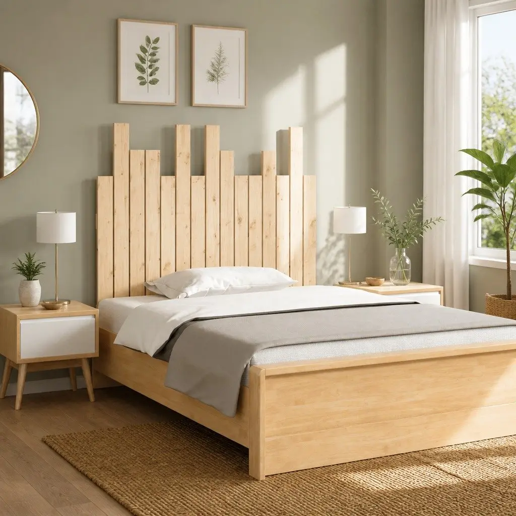 Solid Pine Wood Wall Headboard 95.5cm for Bedroom