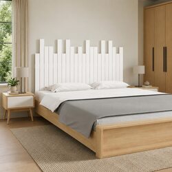 140cm White Slatted Wall Headboard in Solid Pine Wood