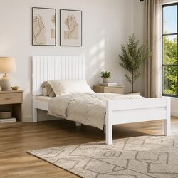 Solid Pine Wood Wall Mounted Headboard in White 95.5cm