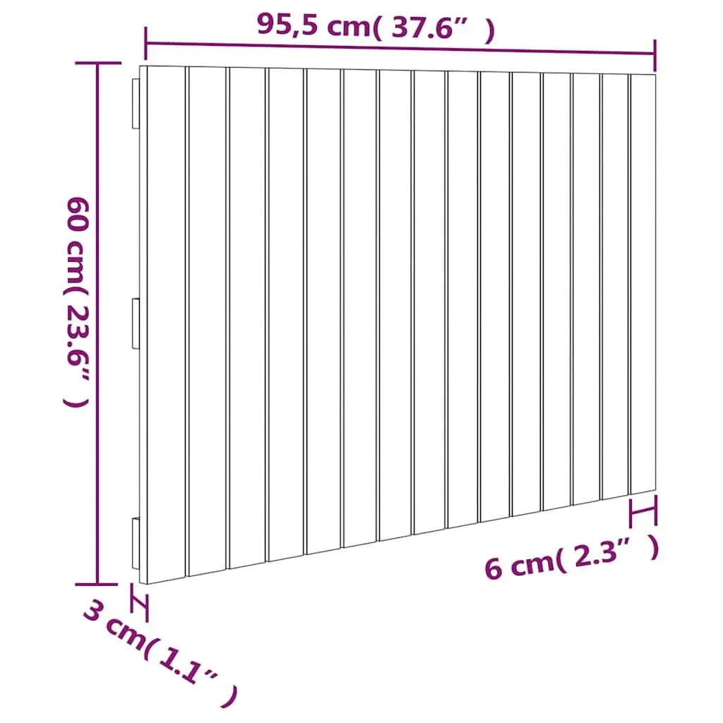 Solid Pine Wood Wall Mounted Headboard in White 95.5cm