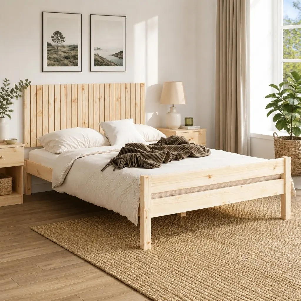 Solid Pine Wall Headboard 140 cm for Bedrooms